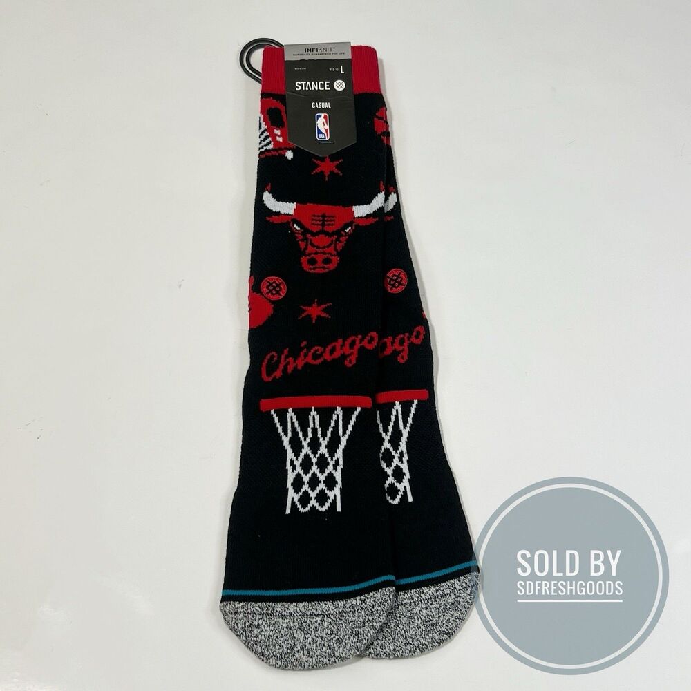 Stance Chicago Bulls Socks Bulls Landmark Red Black Size L 9-13